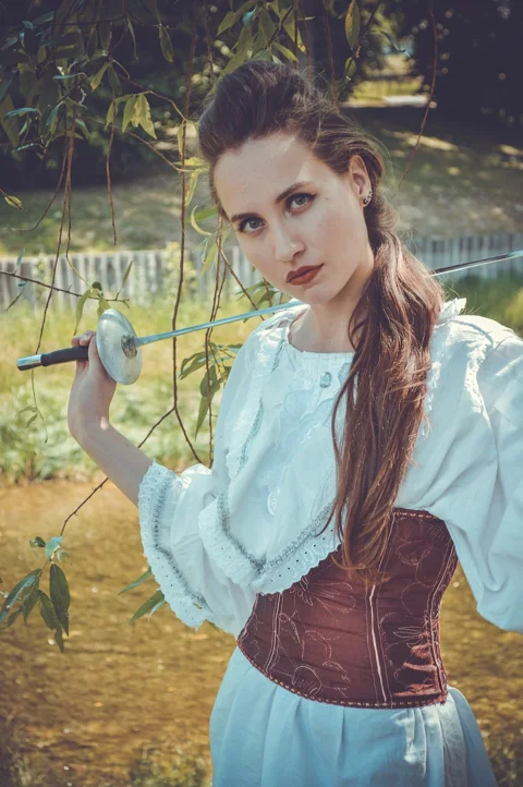 epee player, sword, sports, nature