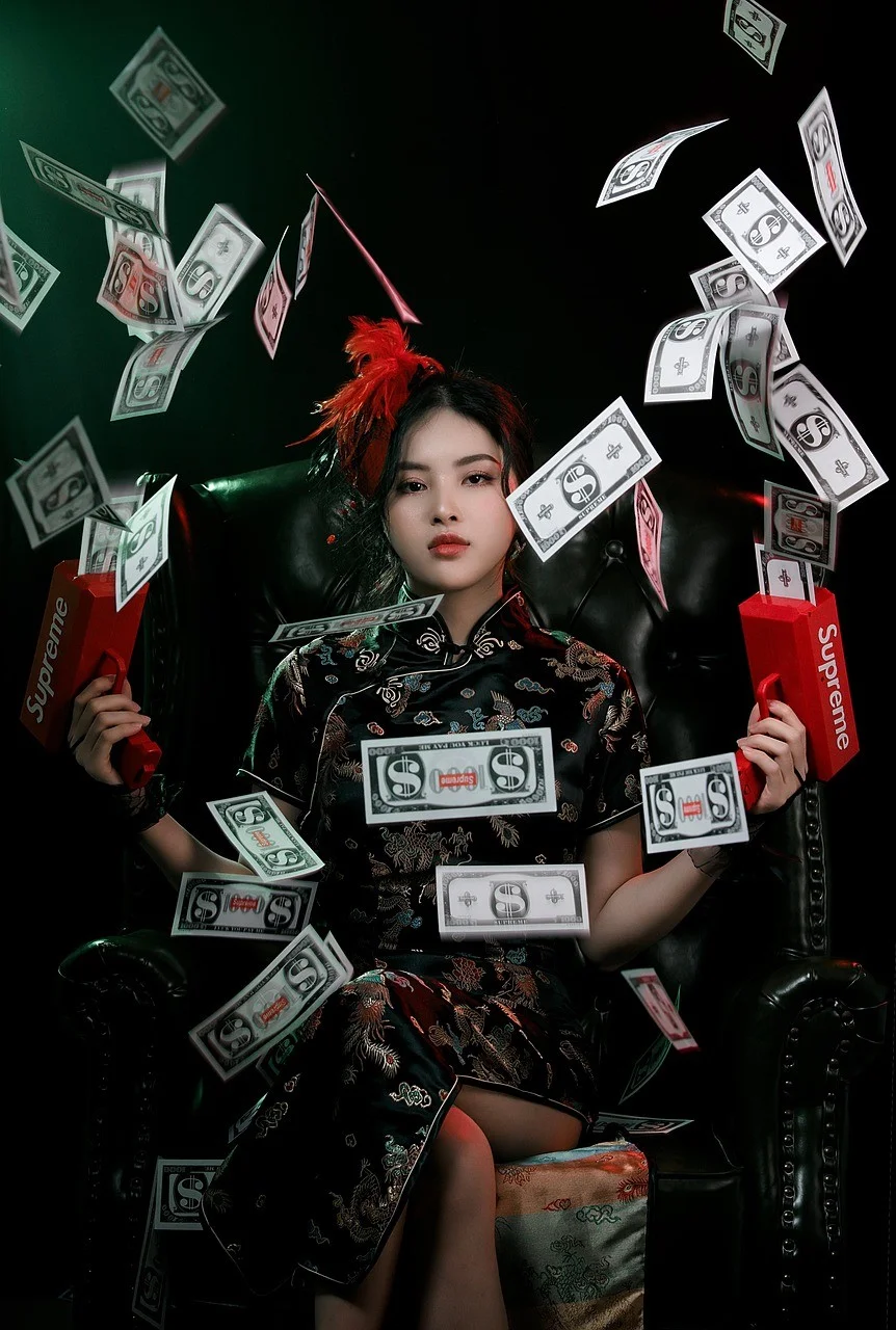 woman, costume, money, cash
