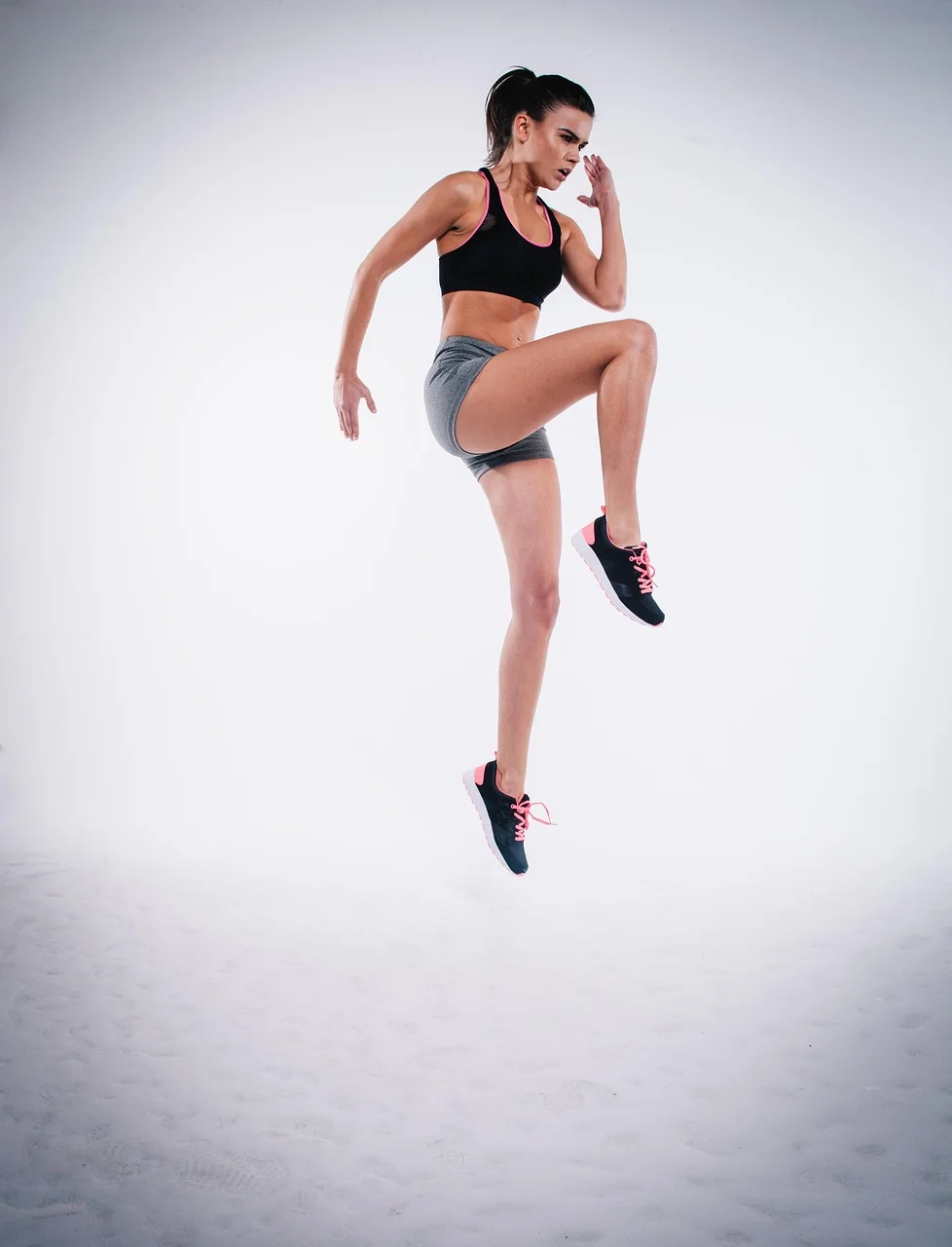action, jump, woman, exercise