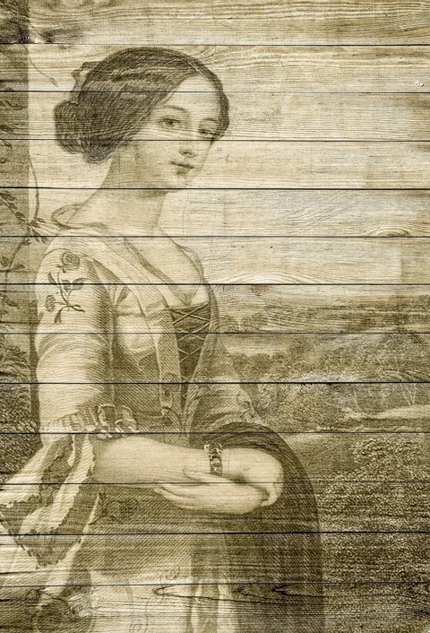 lady, on wood, wood, elegant