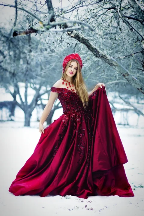 woman, model, portrait, red dress