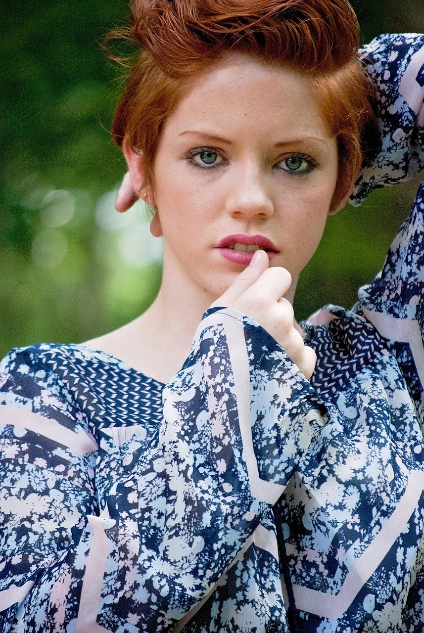 girl, redhead, face, portrait