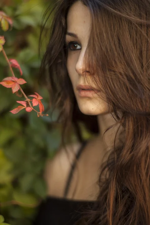 model, woman, girl, flower
