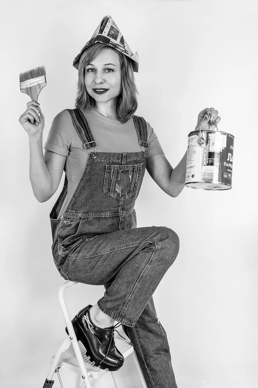 repair, paint, woman, painter