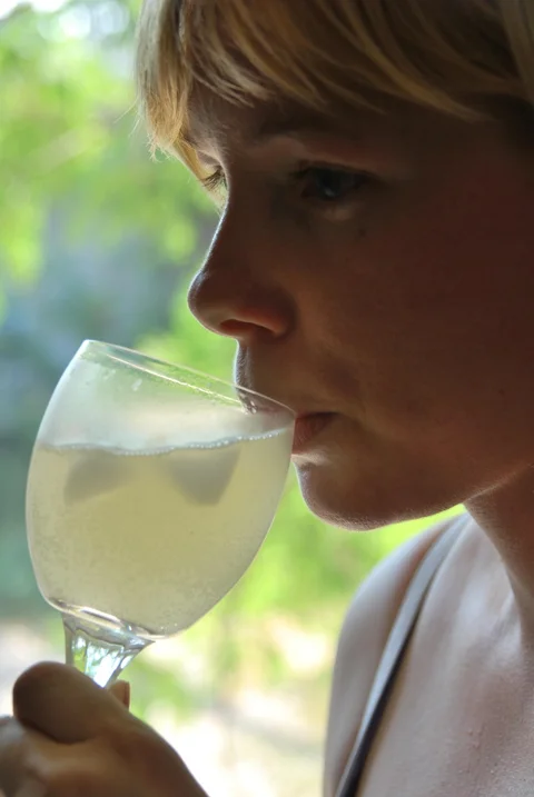 woman, drinking, juice, wine