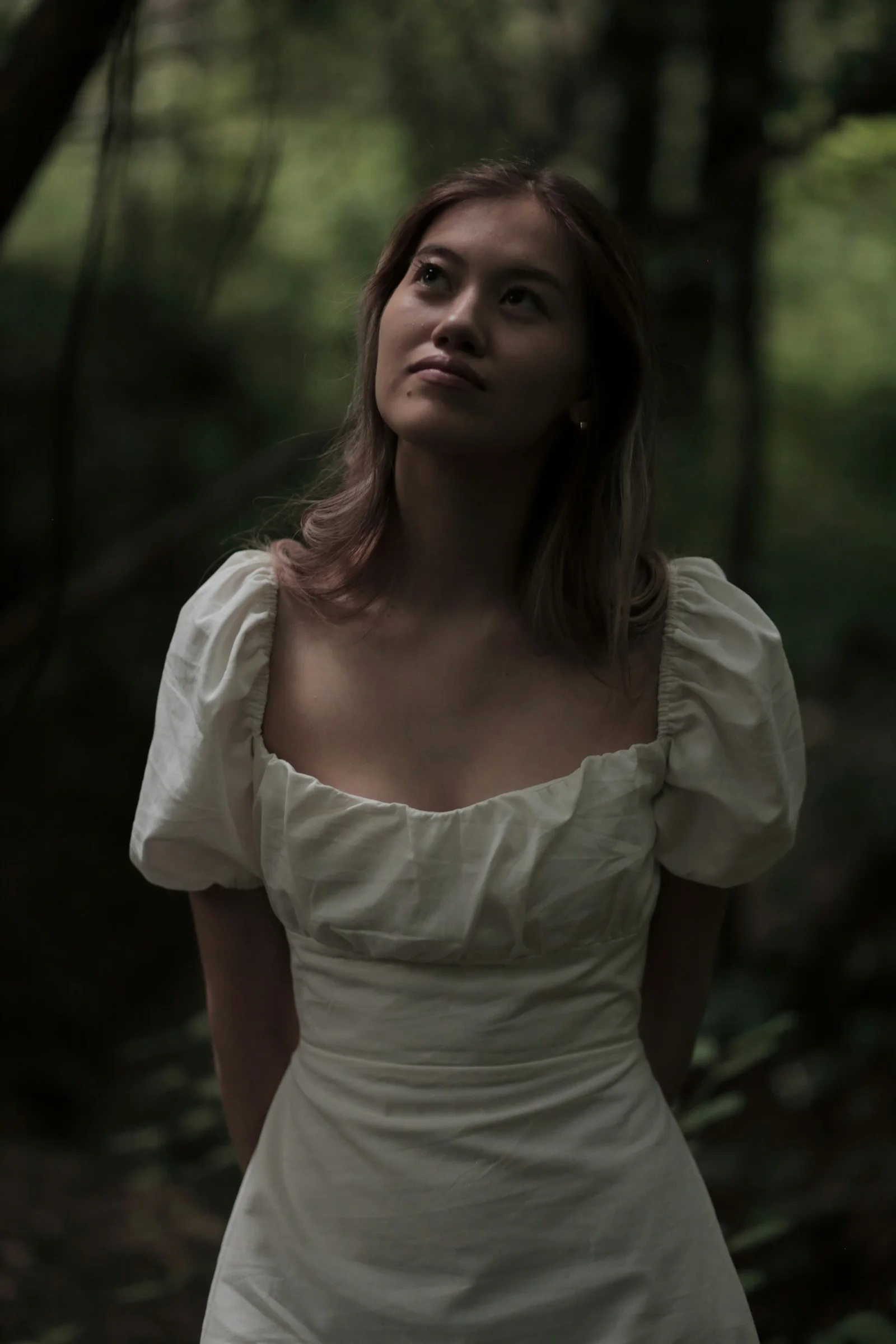 a woman in a white dress
