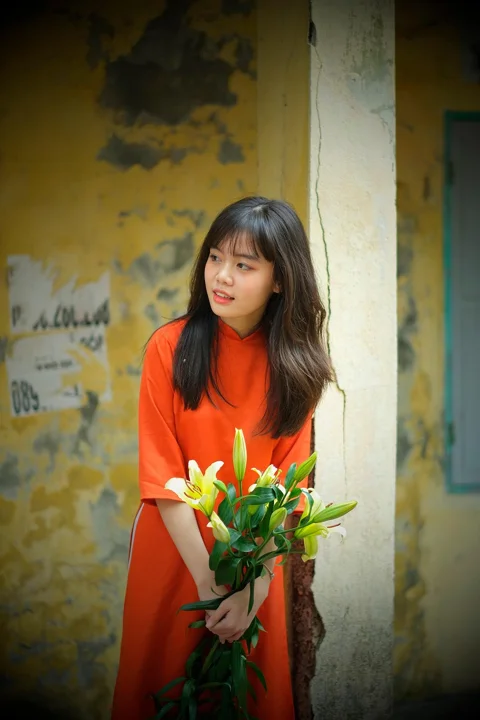 woman, model, flowers, portrait