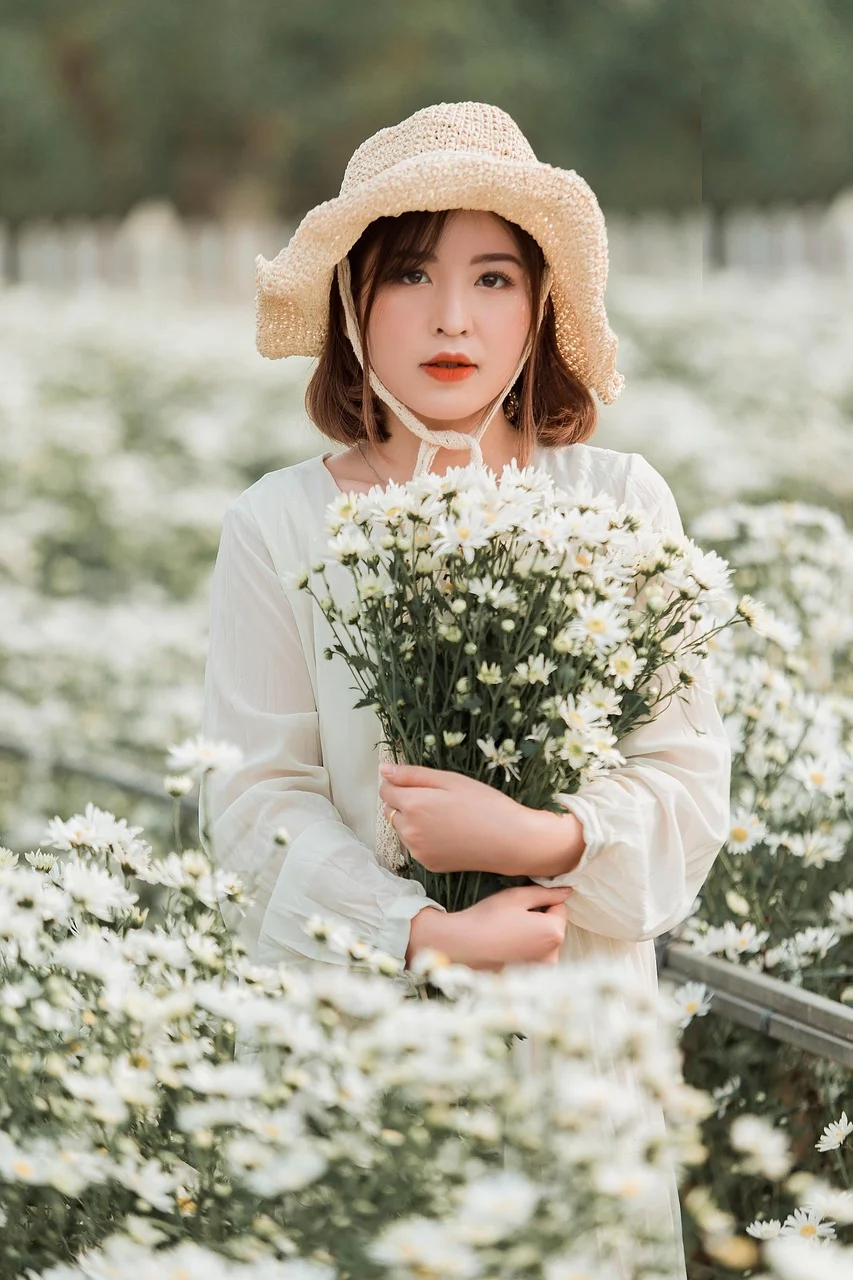 女孩, 美丽, 花朵, 漂亮