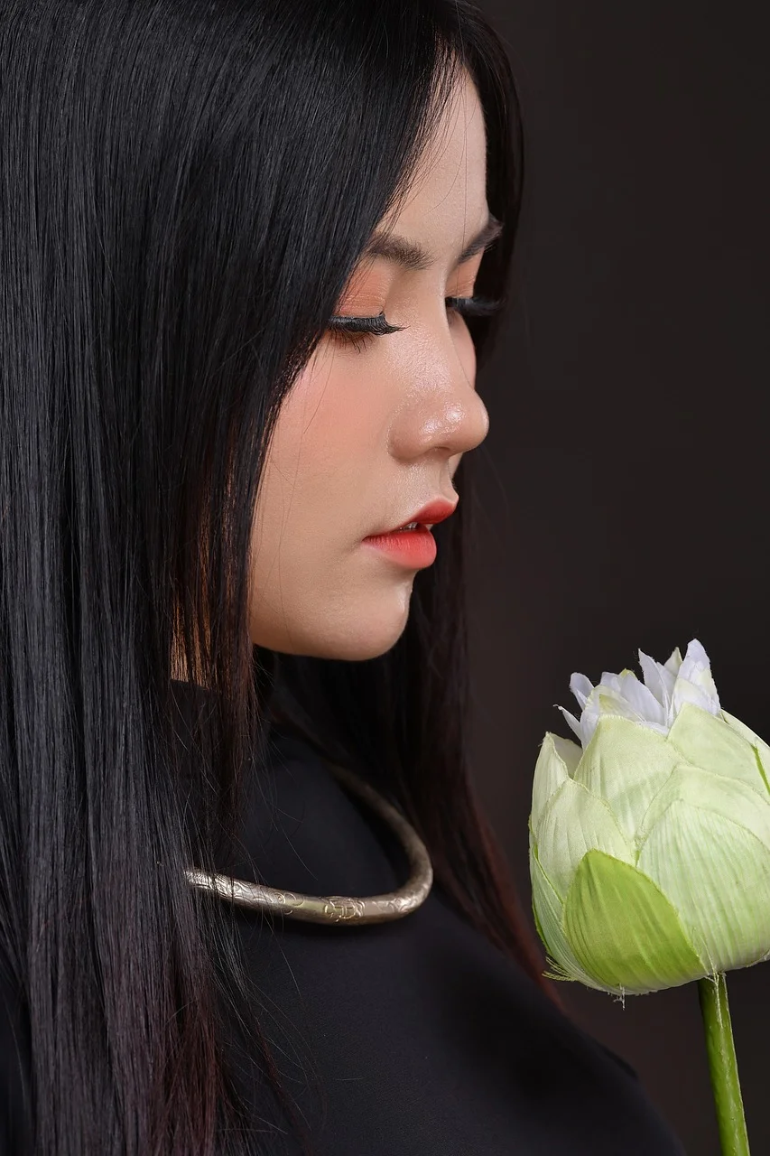 white lotus, asian woman, portrait, ha noi