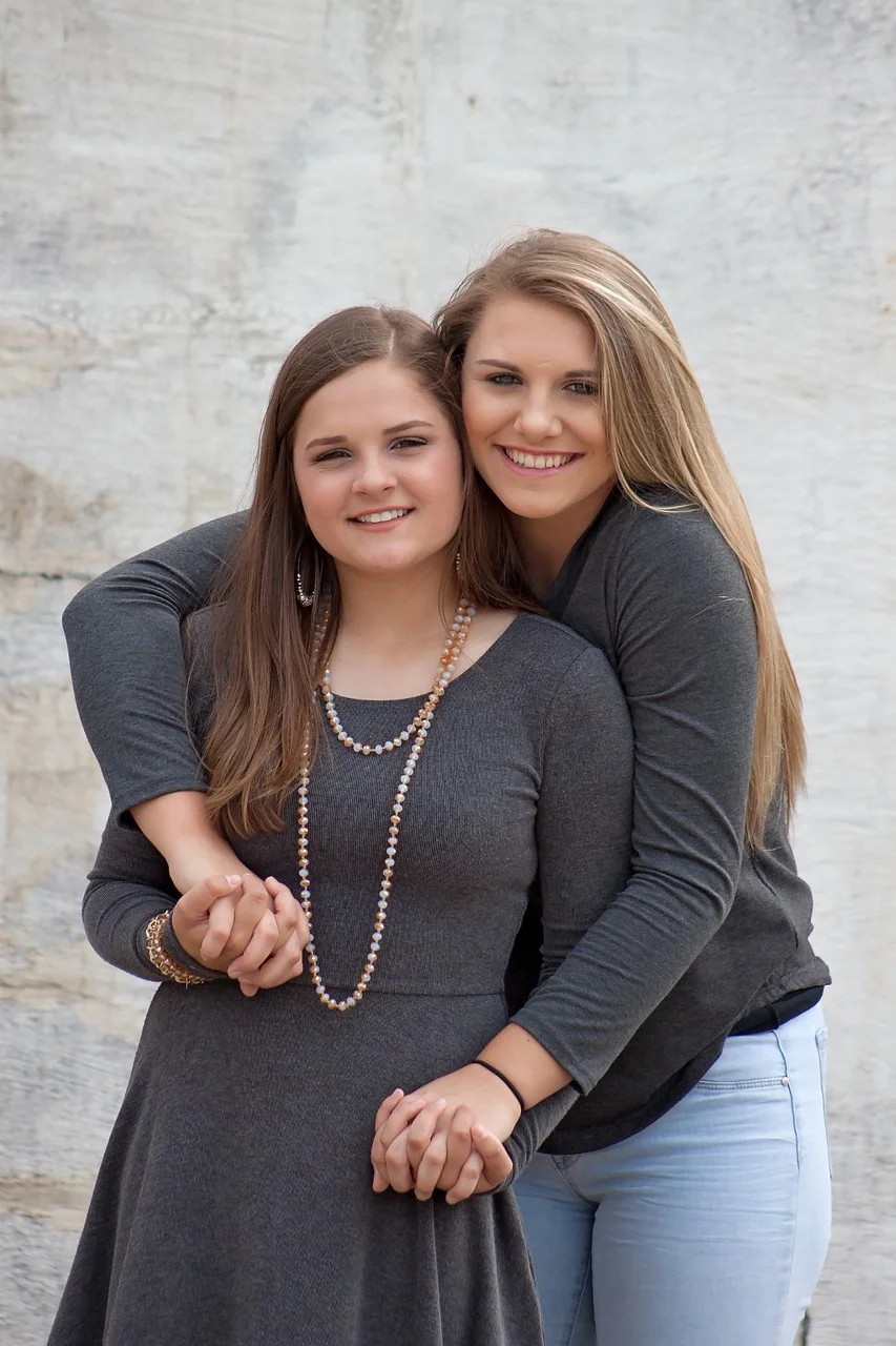 young, girls, best friends, happy