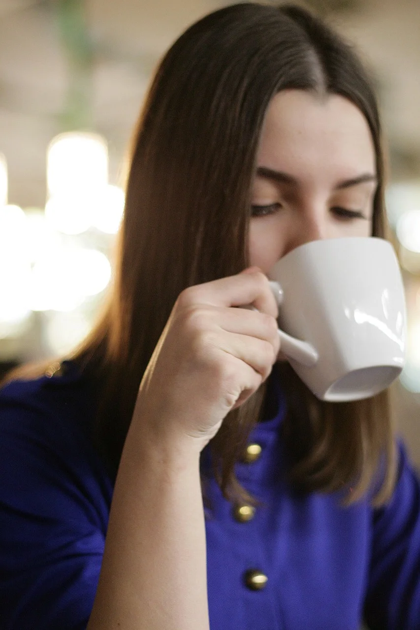 young woman, people, café, tea