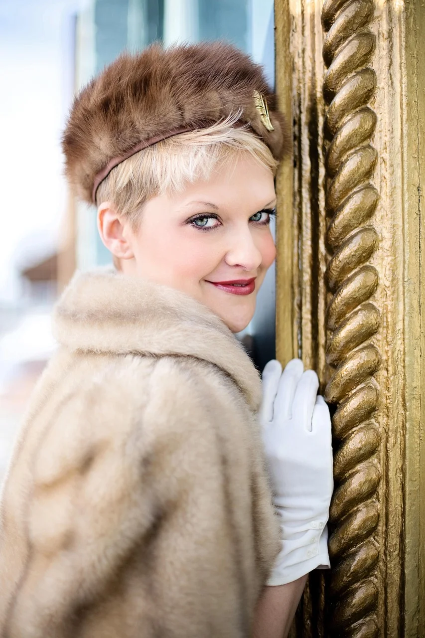 vintage, winter, fur, blonde