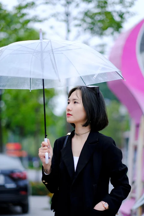 woman, beauty, rain, umbrella