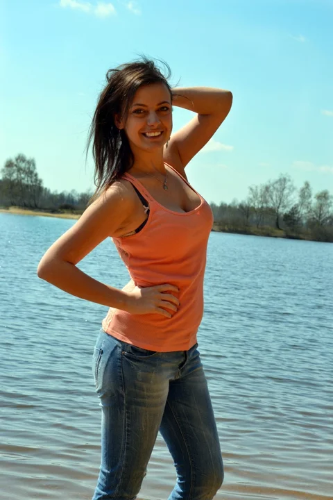 girl, spring, sand pit, sun