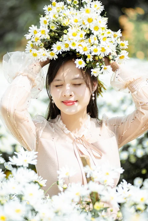 女孩, 花, 模特兒, 肖像