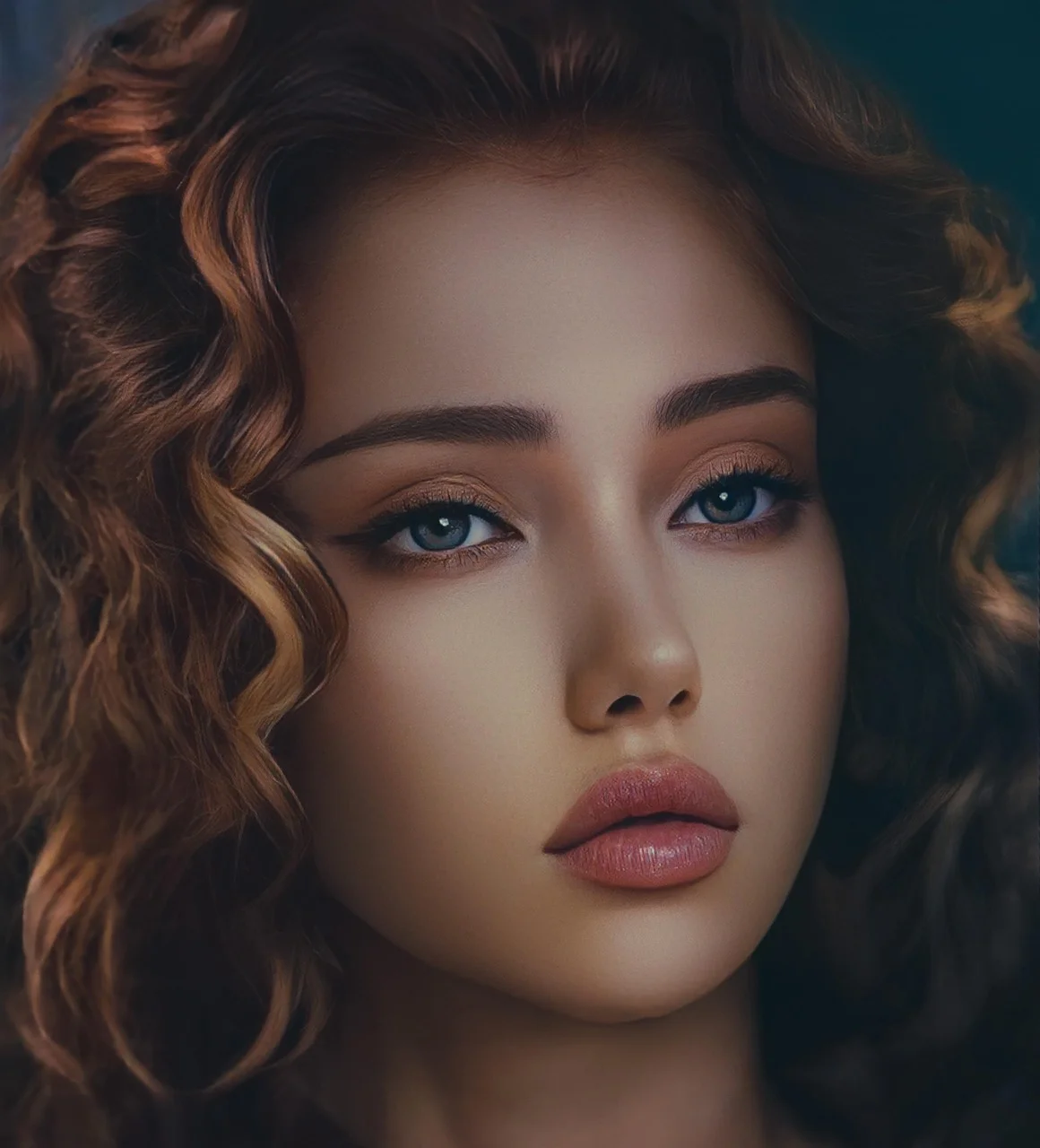 女人、美丽、肖像、绘画