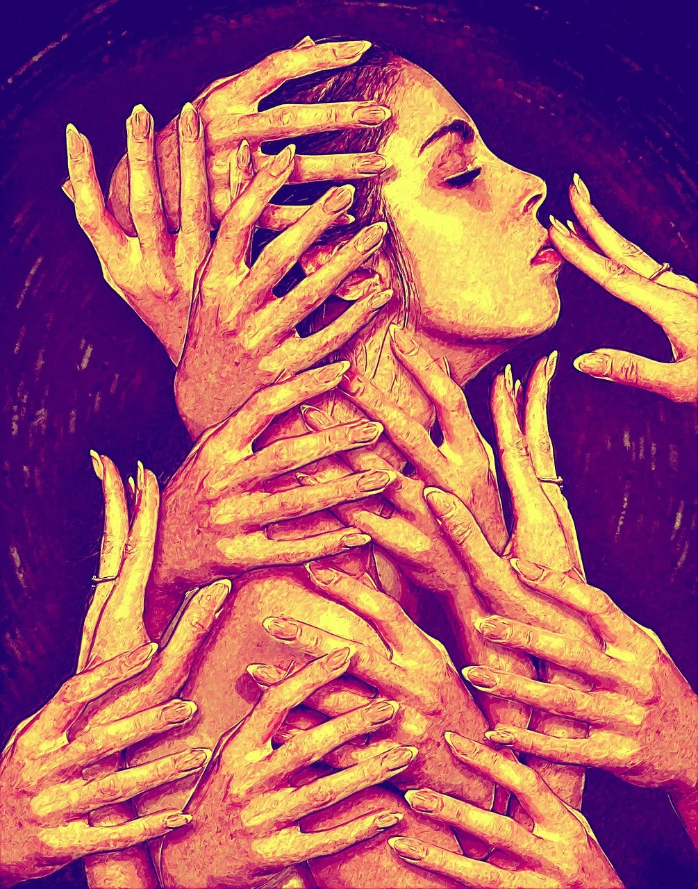 그림, 여성, 초상, 여자