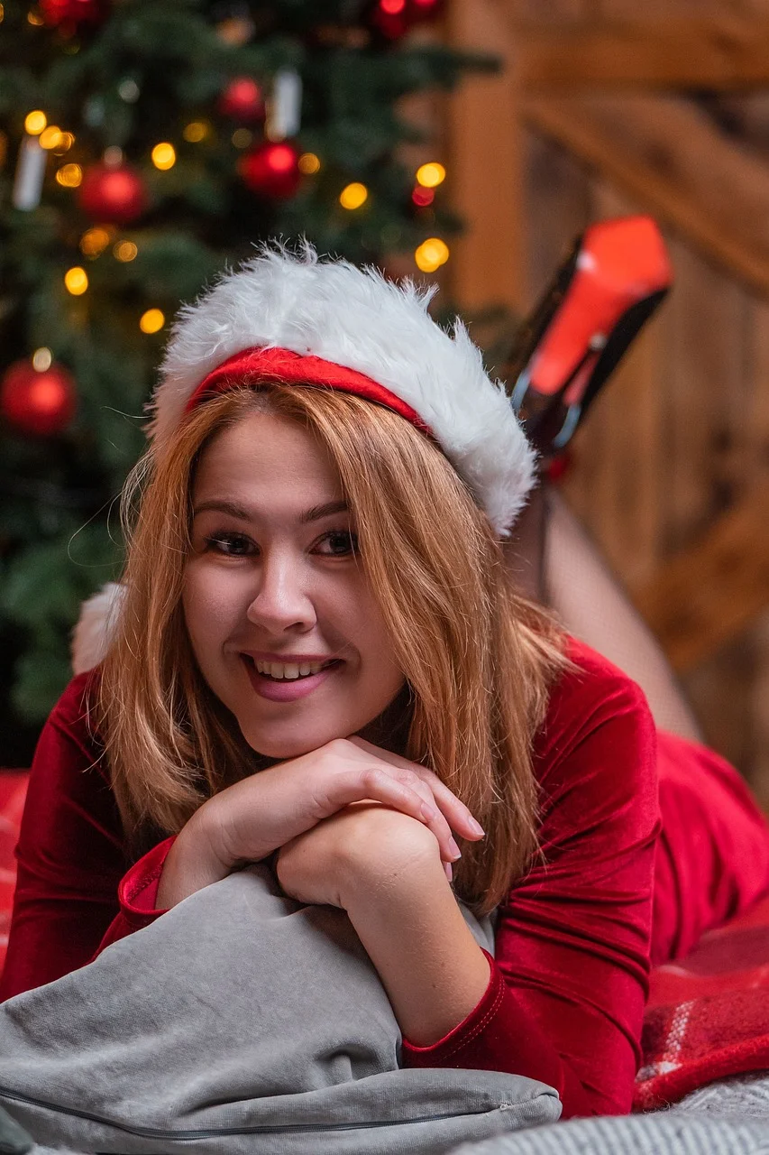 happy, christmas, holiday, woman