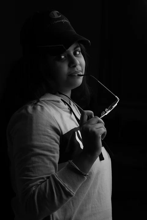 portrait, woman, model, black and white