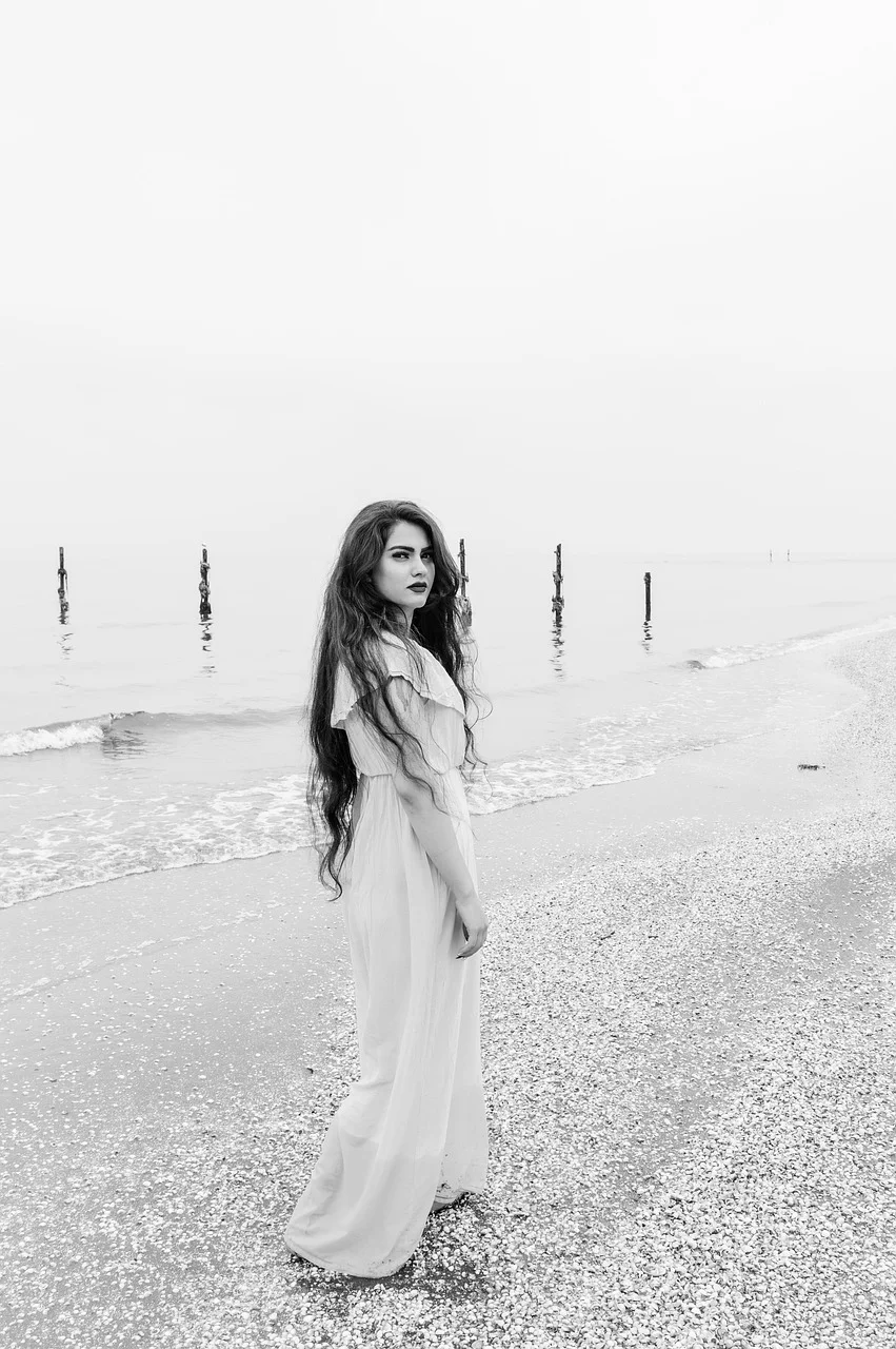 woman, beach, ocean, lady