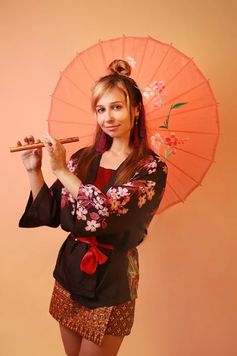 日本傘, 雨傘, 年輕女人, 女人