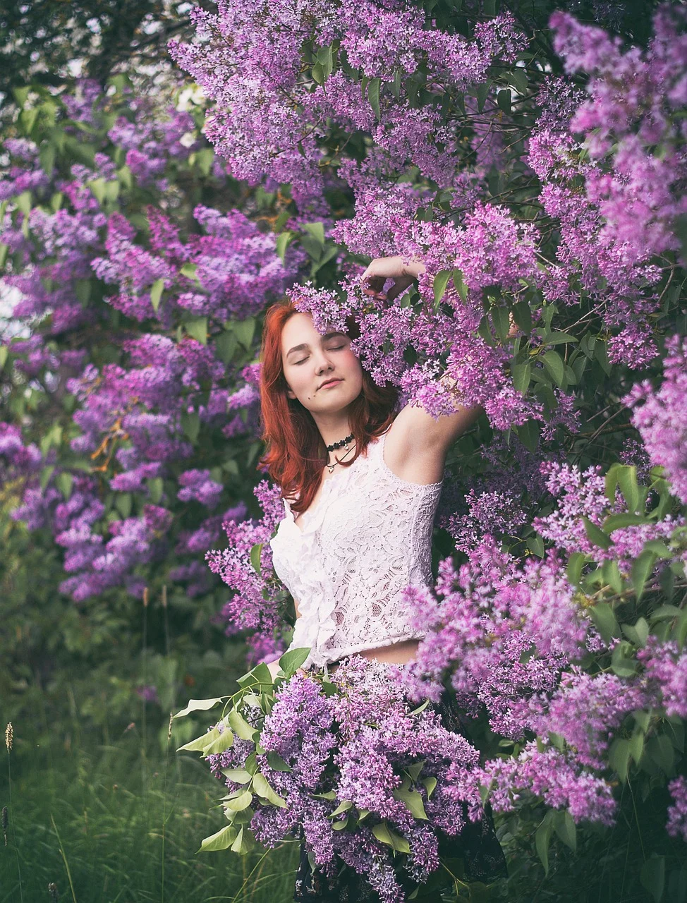 女子，春天，花卉，自然