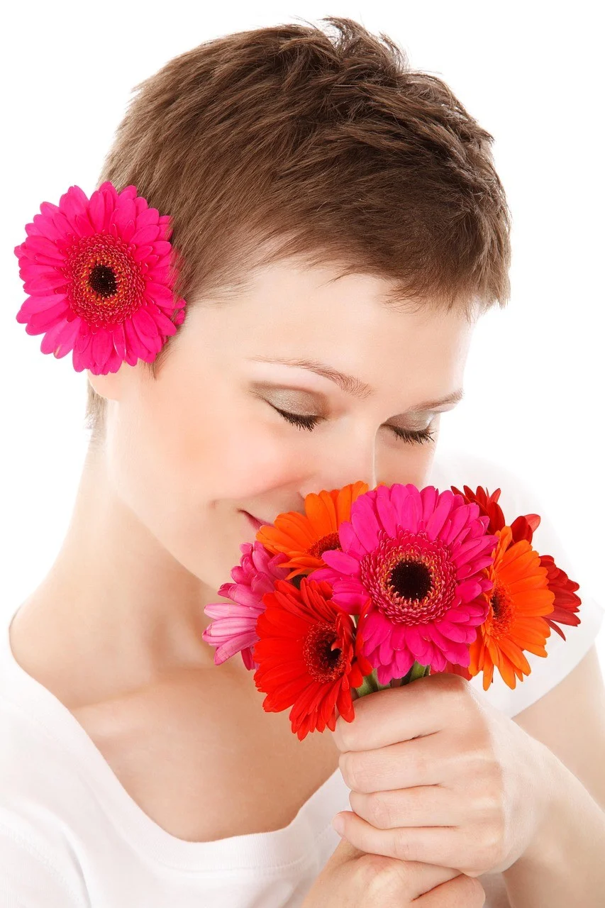 bouquet, beauty, face, female