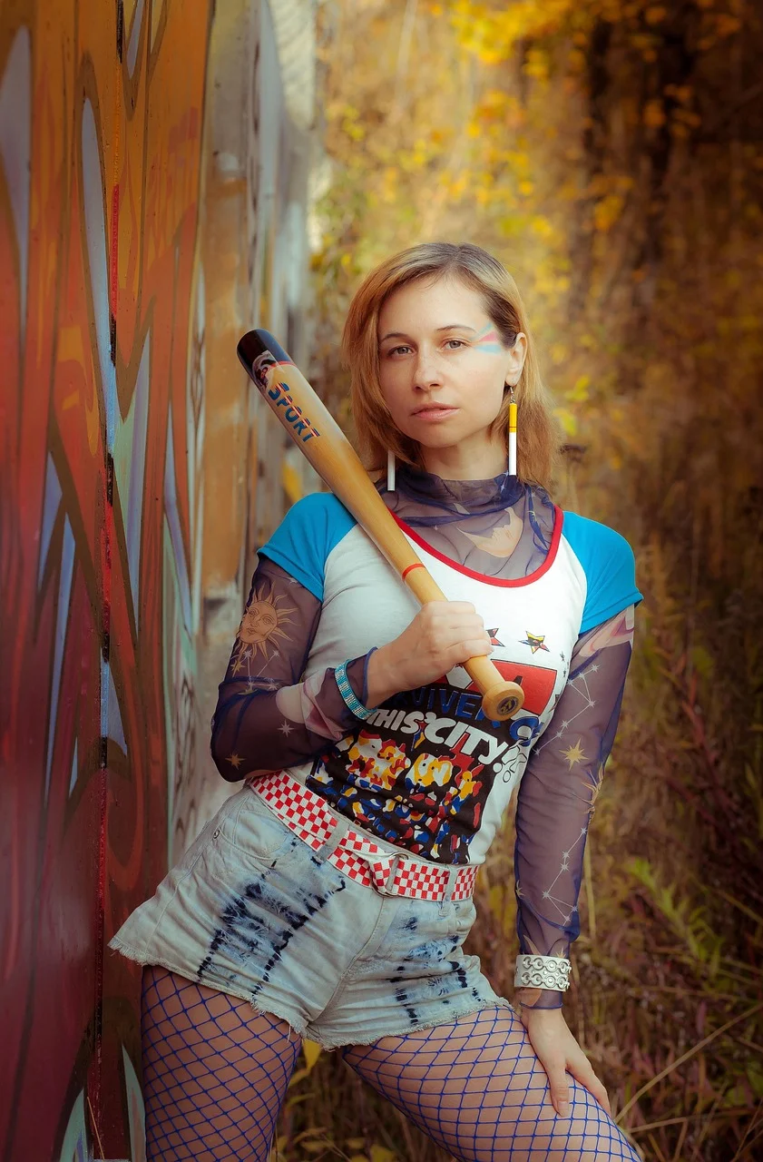 street fashion, model, woman, baseball bat
