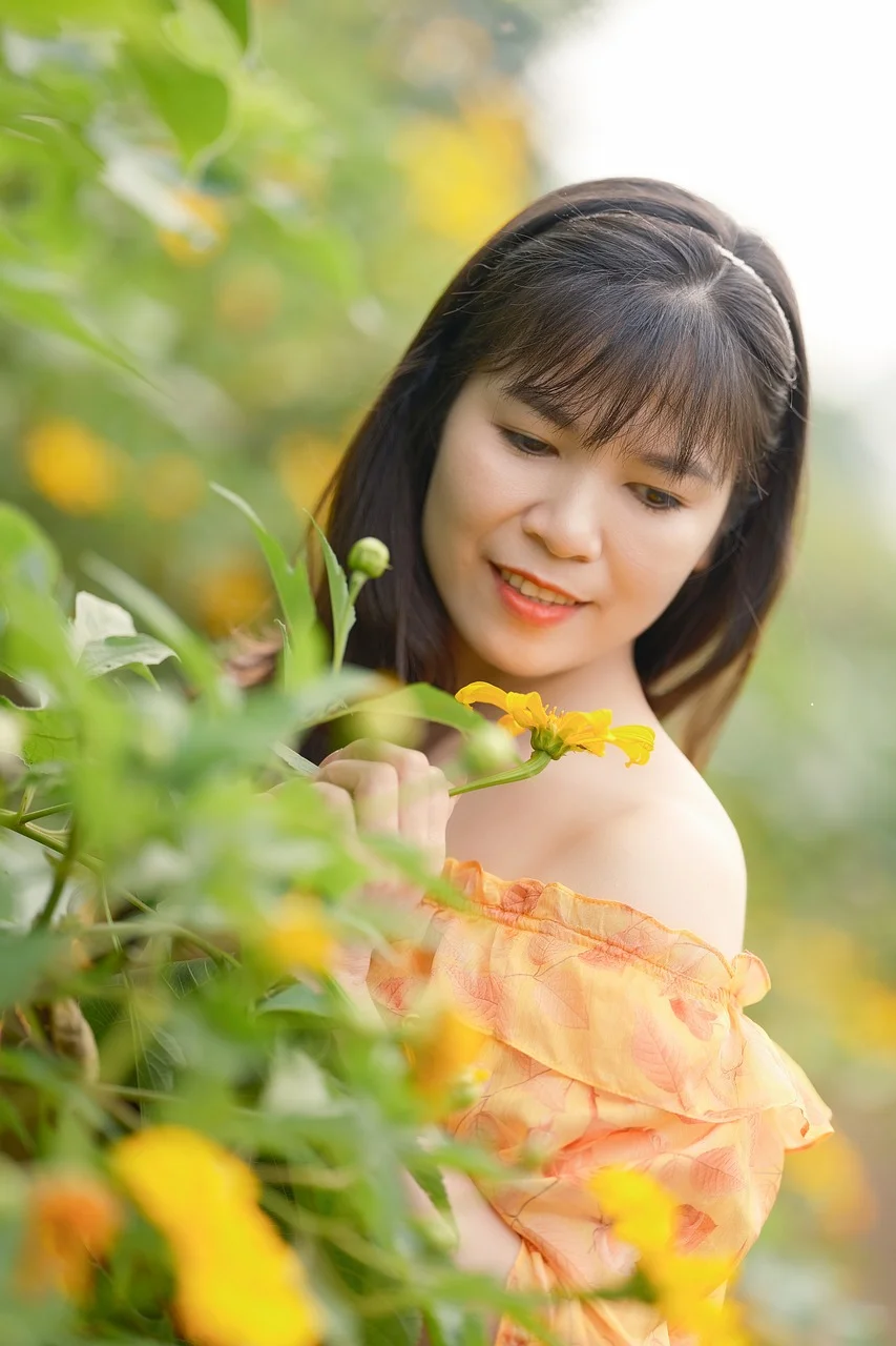 女人, 模特, 花, 春天