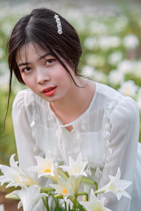 女人，美丽，户外，鲜花
