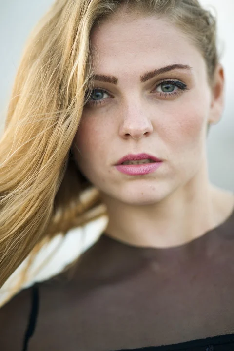 woman posing, hair, lips, portrait