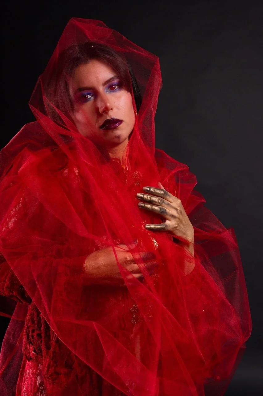 woman, veil, fashion, makeup