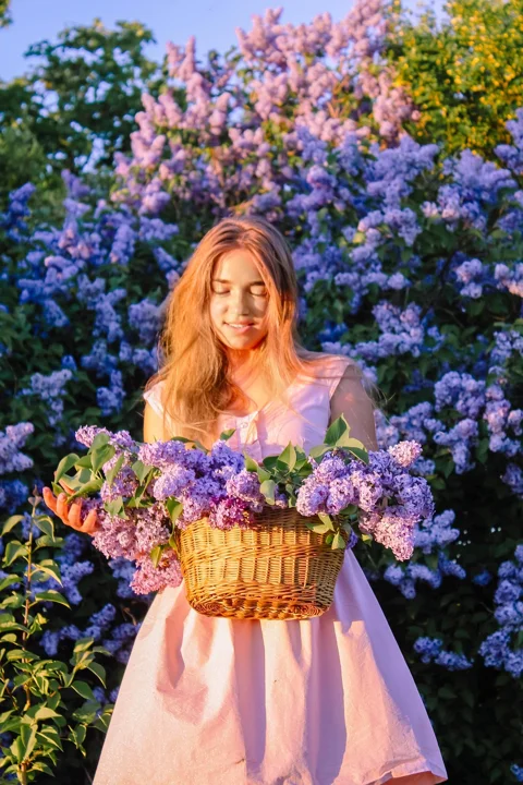 woman, model, portrait, flowers