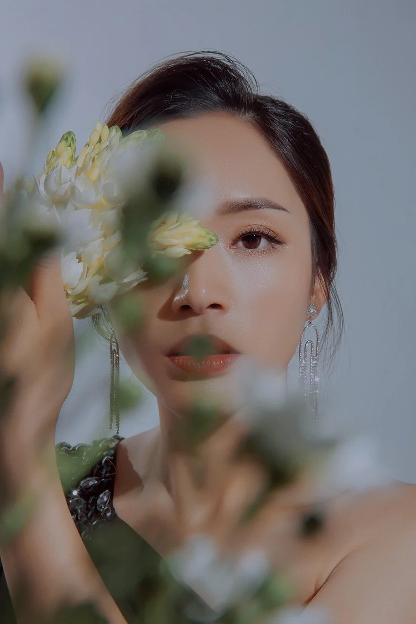 女子，模特，年轻，花朵