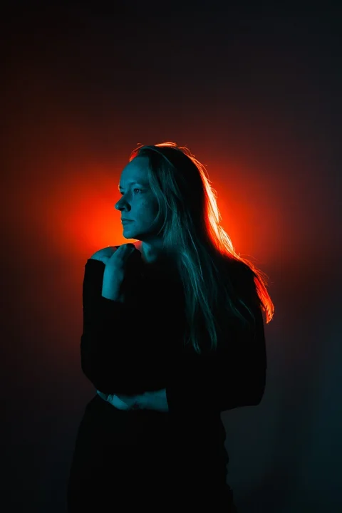 woman, portrait, neon, fashion
