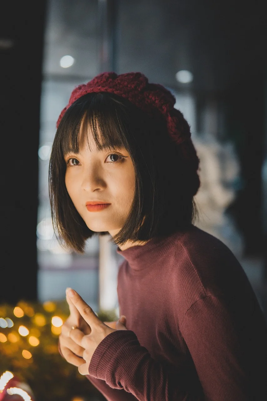woman, christmas, portrait, snow