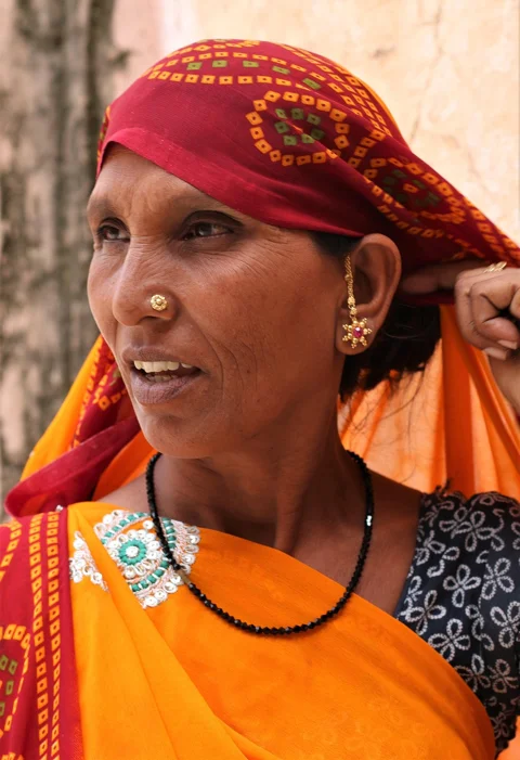 woman, indian, portrait, sari