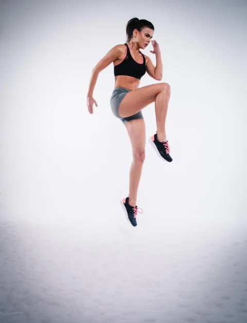 action, jump, woman, exercise