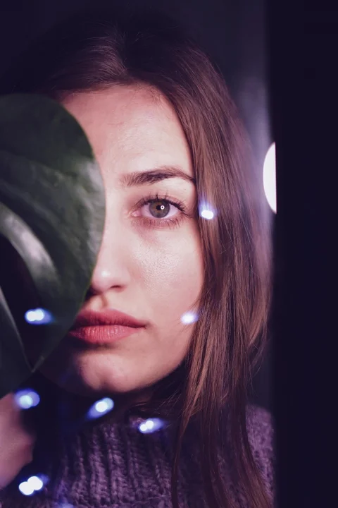 woman, female, eyes, plant