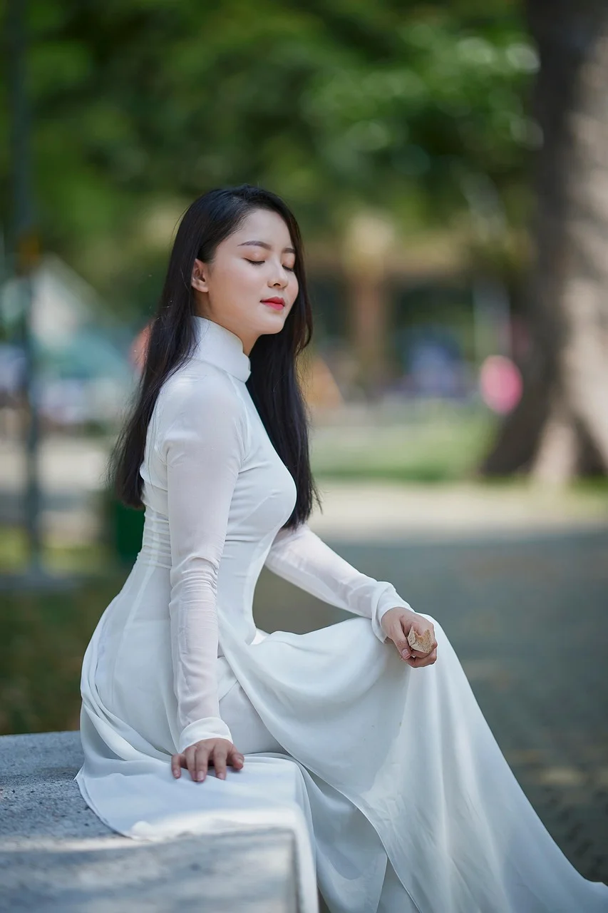 woman, model, portrait, ao dai