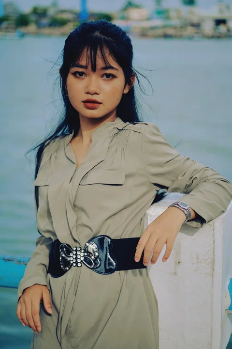 女人、肖像、河流、自然