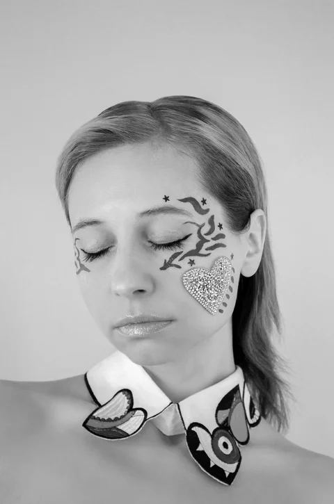 woman, makeup, put up, collar