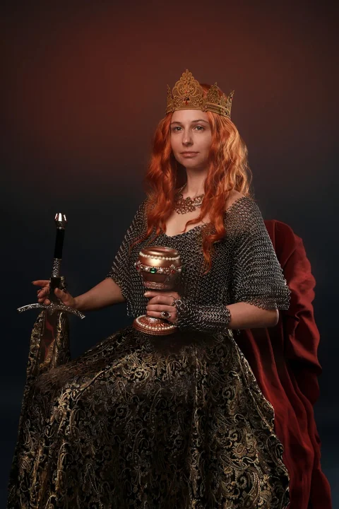 queen, sword, portrait, power