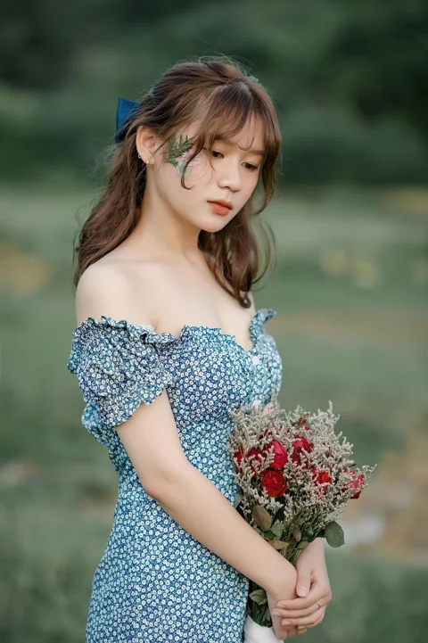 woman, model, portrait, flowers