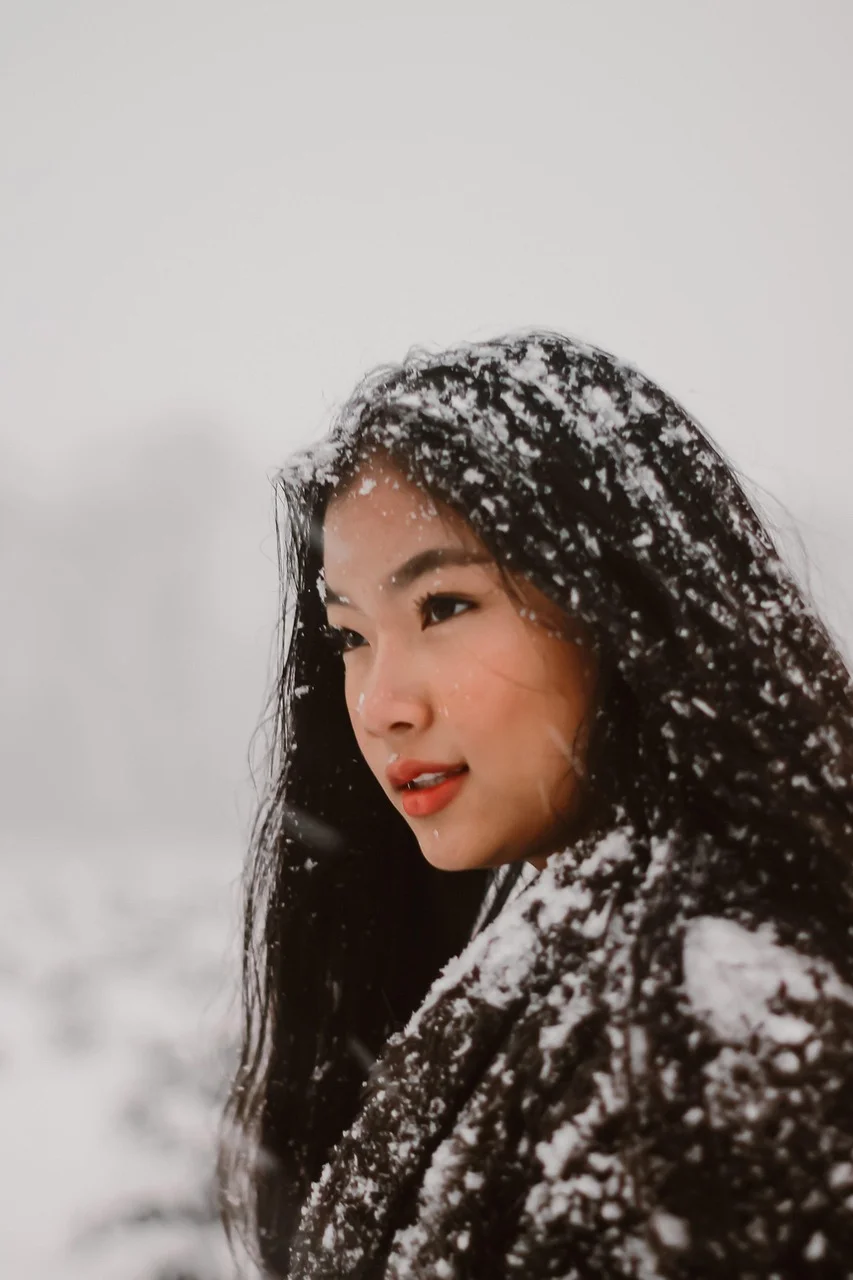 女人, 模特, 寒冷, 雪