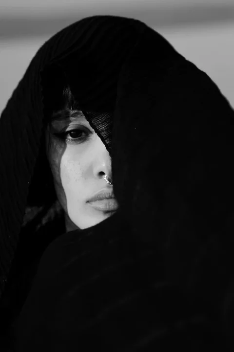 美丽，黑白，脸庞，女人