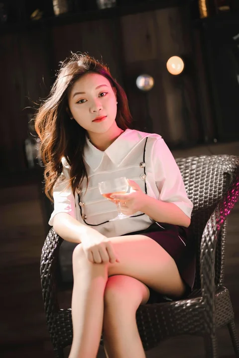 아시아 여성, 와인, 여가, 휴식