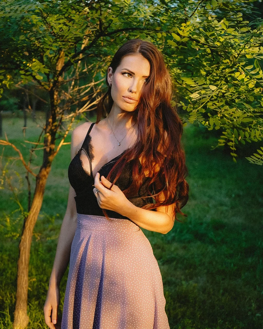 young woman, forest, sadness, languid look