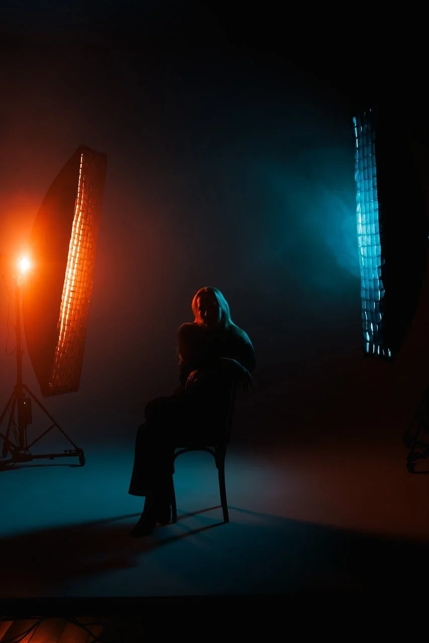 silhouette, stage, lighting, neon light