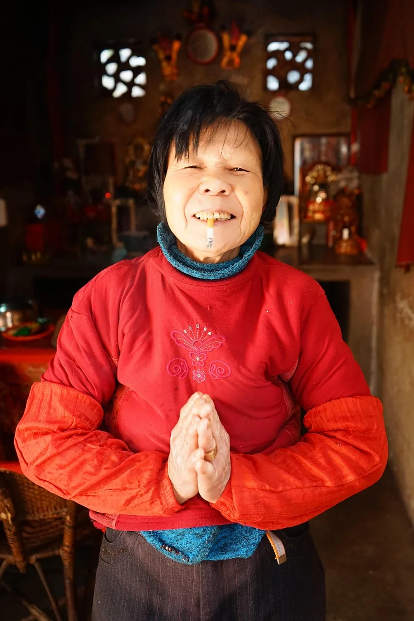 old woman, asia, grandma, zen
